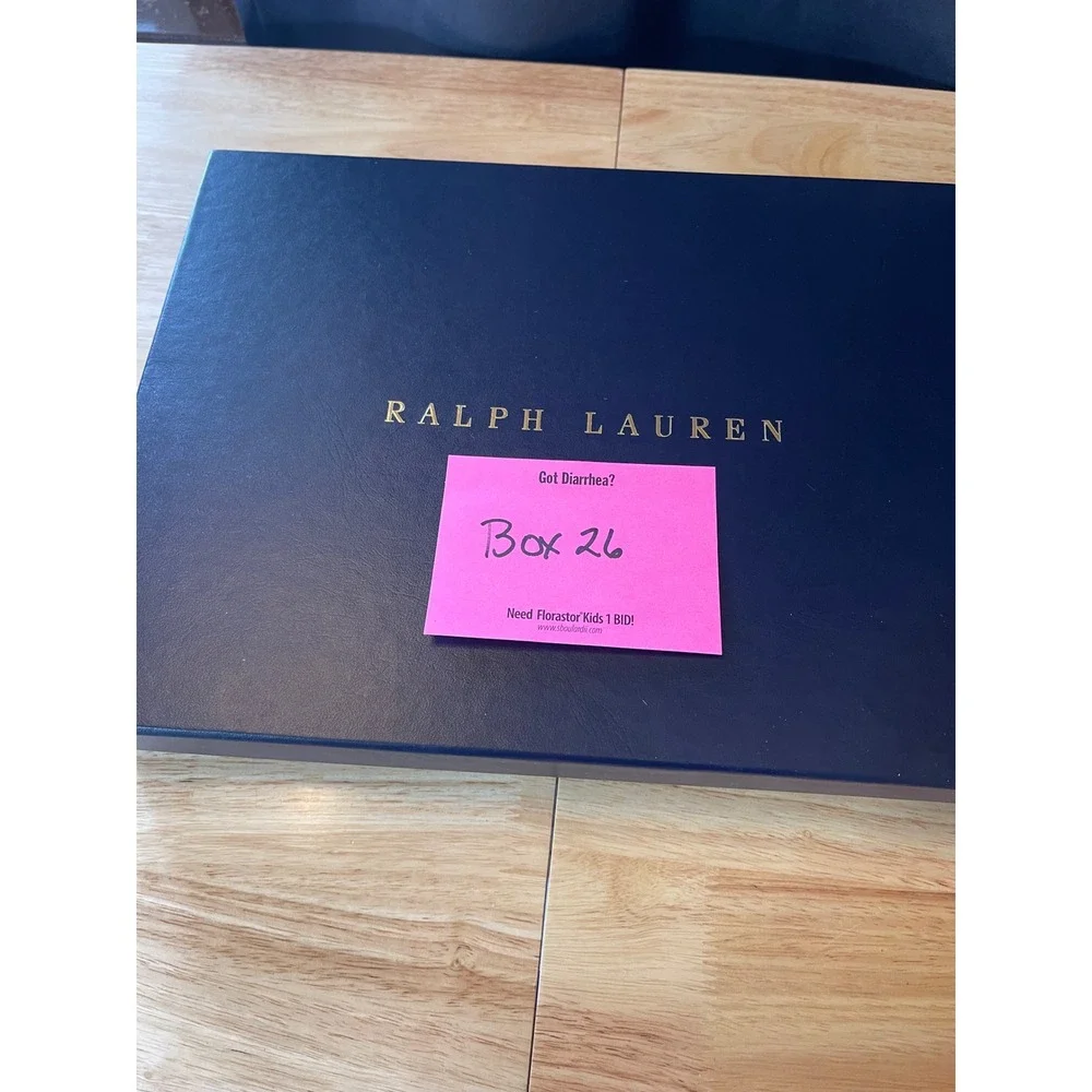 Ralph Lauren Navy Blue Gold Logo‎ Gift Presentation Box 14x10x2.5 with Tissue